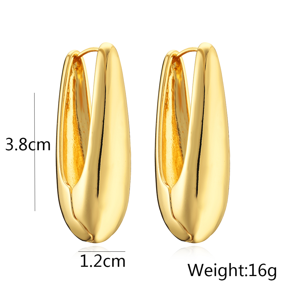 1 Pair Simple Style U Shape Solid Color Plating Copper 18k Gold Plated Hoop Earrings display picture 1