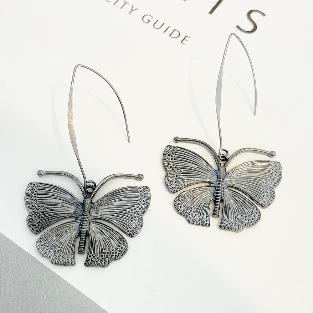 1 Paar Klassischer Stil Schmetterling Legierung Versilbert Ohrhaken display picture 2