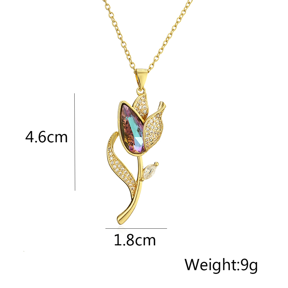 Elegant Flower Stainless Steel Copper 18k Gold Plated Zircon Pendant Necklace In Bulk display picture 1