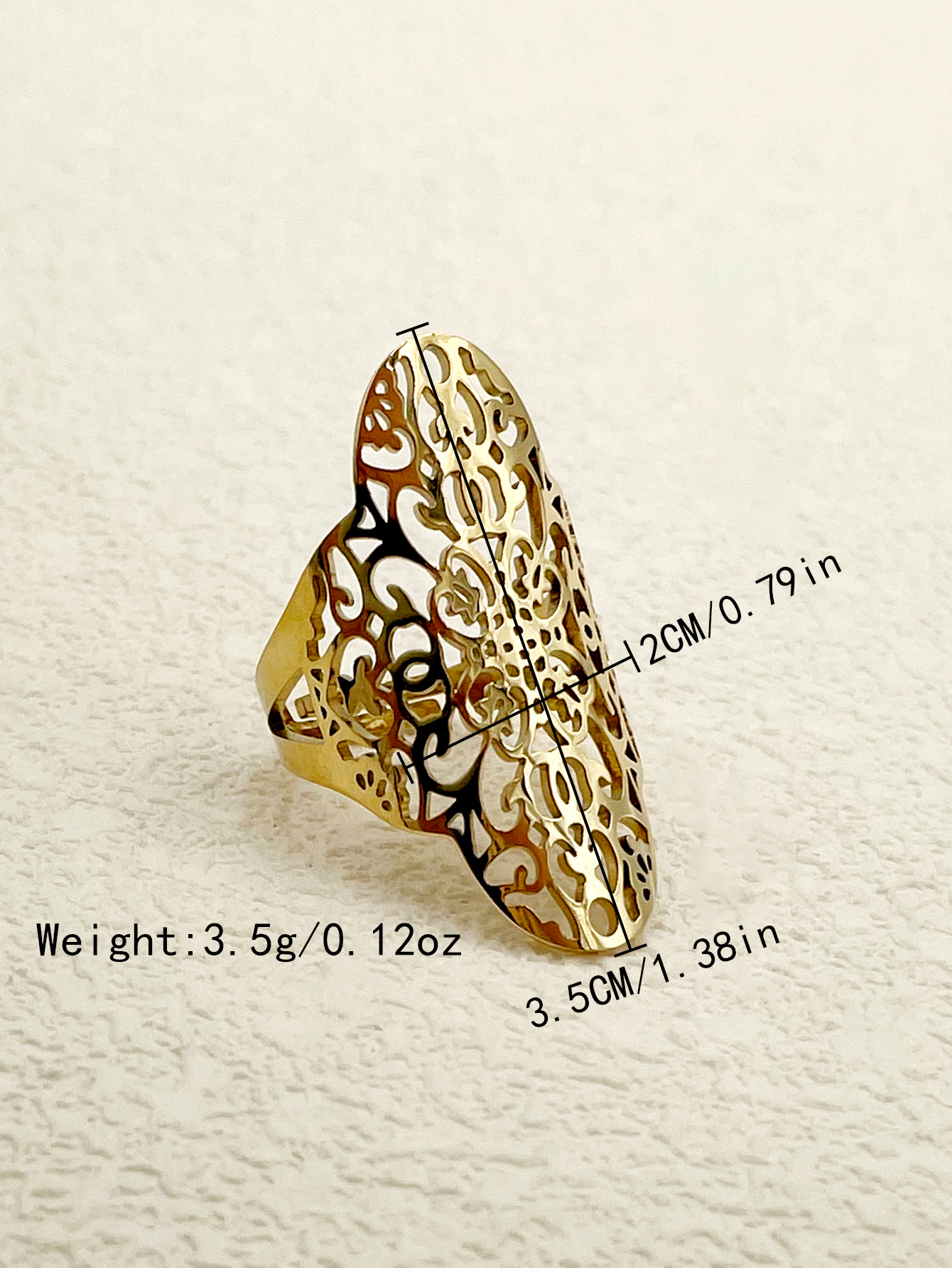 304 Stainless Steel 14K Gold Plated Commute Plating Hollow Out Solid Color Open Ring display picture 3