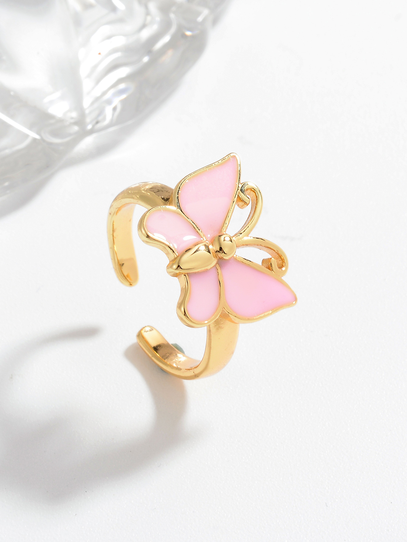 Ig Style Casual Simple Style Butterfly Copper Enamel Plating Open Rings display picture 3