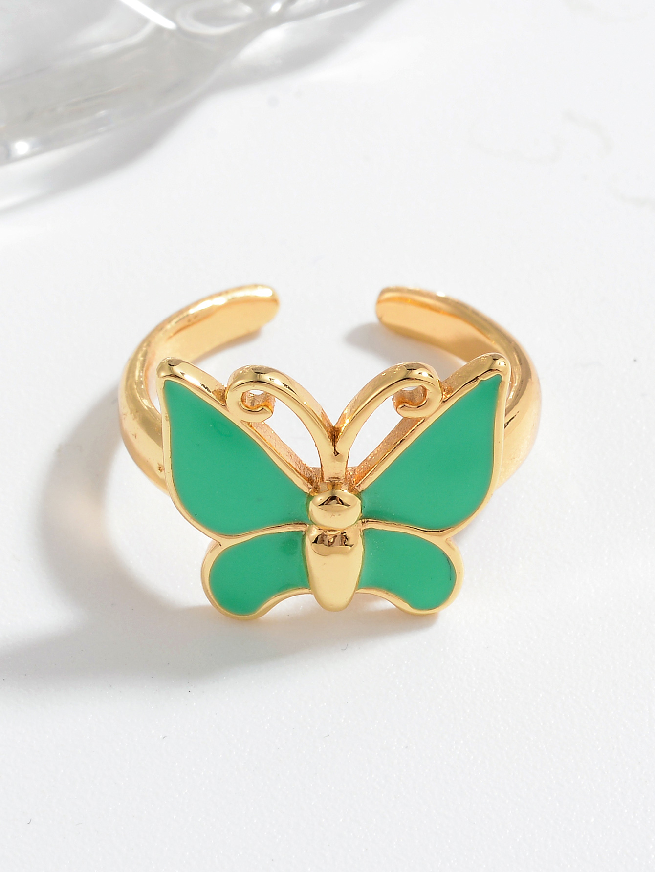 Ig Style Casual Simple Style Butterfly Copper Enamel Plating Open Rings display picture 2