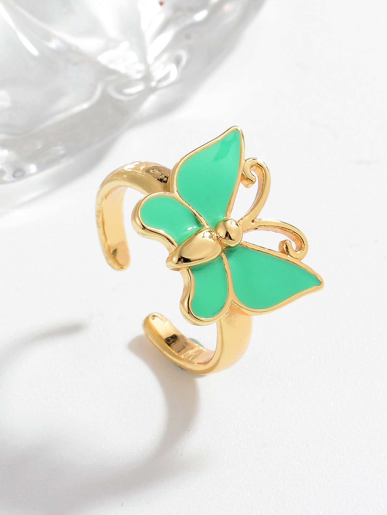 Ig Style Casual Simple Style Butterfly Copper Enamel Plating Open Rings display picture 9
