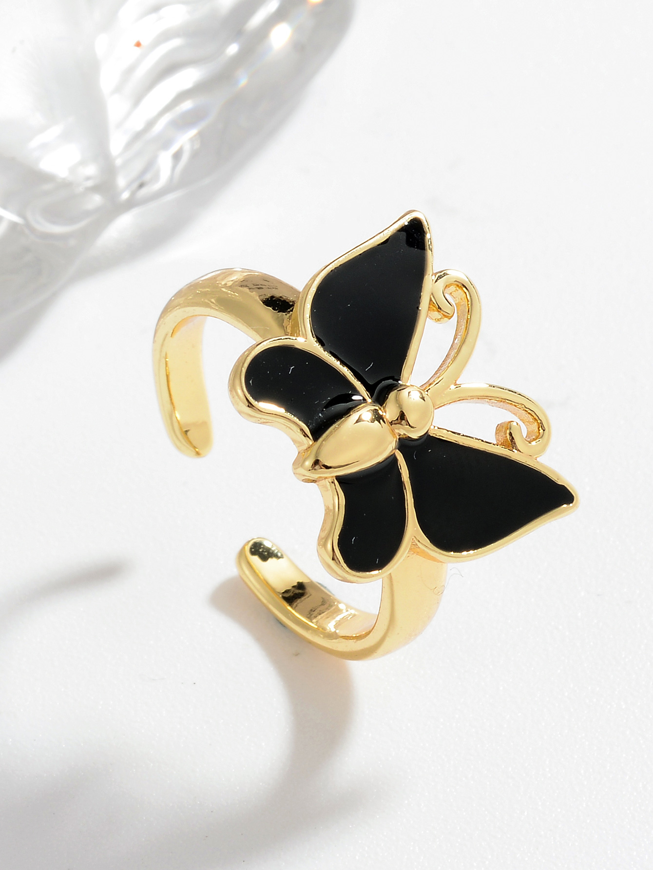Ig Style Casual Simple Style Butterfly Copper Enamel Plating Open Rings display picture 8
