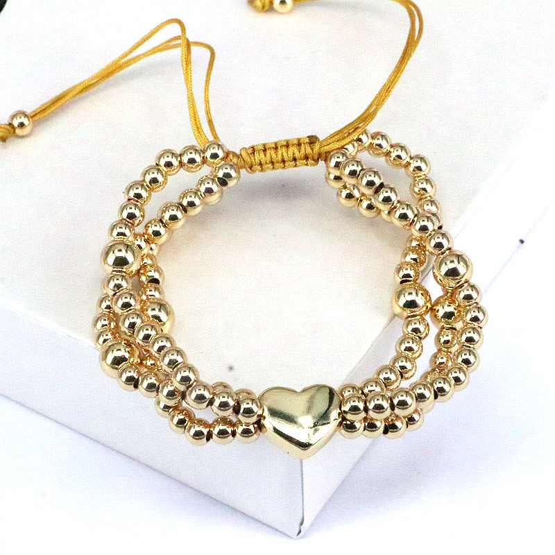 Simple Style Heart Shape Copper Copper Gold Plated Bracelets display picture 4