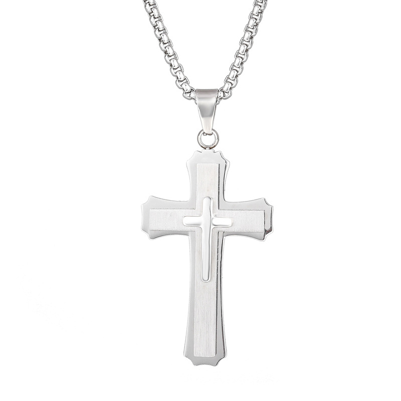 Hip-hop Cross Stainless Steel Pendant Necklace display picture 5