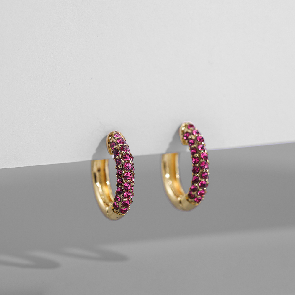 1 Paar Einfacher Stil Einfarbig Inlay Legierung Strasssteine Ohrringe display picture 4
