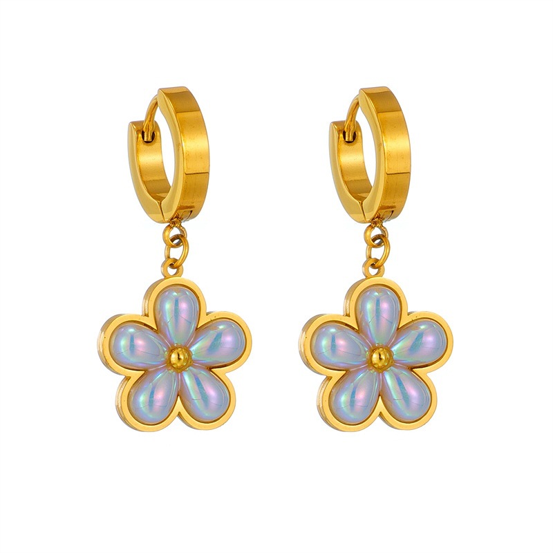 Sweet Flower 18K Gold Plated Alloy Titanium Steel Wholesale Earrings Necklace display picture 4