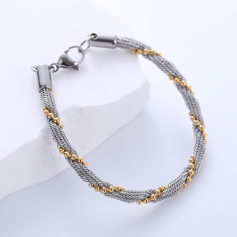 304 Stainless Steel 18K Gold Plated Hip-Hop Geometric Bracelets Necklace Jewelry Set display picture 5