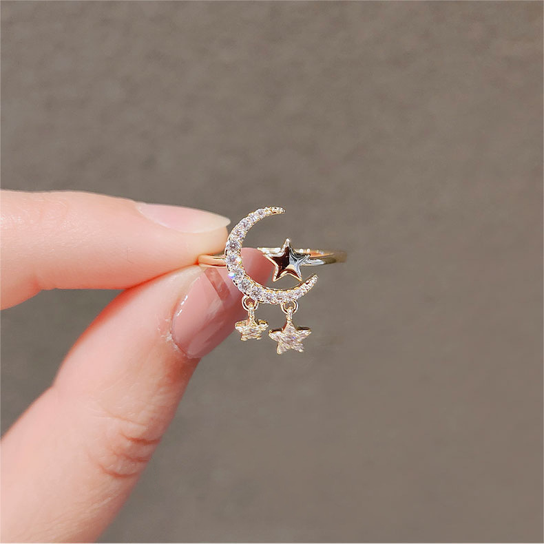 Copper K Gold Plated Elegant Lady Plating Inlay Geometric Opal Zircon Open Ring display picture 2