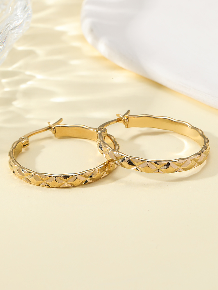 1 Pair Simple Style Circle Polishing Plating Titanium Steel 18k Gold Plated Earrings display picture 1