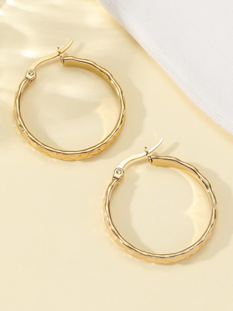 1 Pair Simple Style Circle Polishing Plating Titanium Steel 18k Gold Plated Earrings display picture 3
