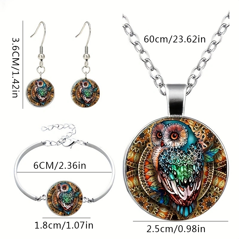 Roman Style African Style Animal Alloy Plating Inlay Glass Silver Plated Women's Jewelry Set display picture 32