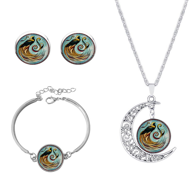 Roman Style African Style Animal Alloy Plating Inlay Glass Silver Plated Women's Jewelry Set display picture 23