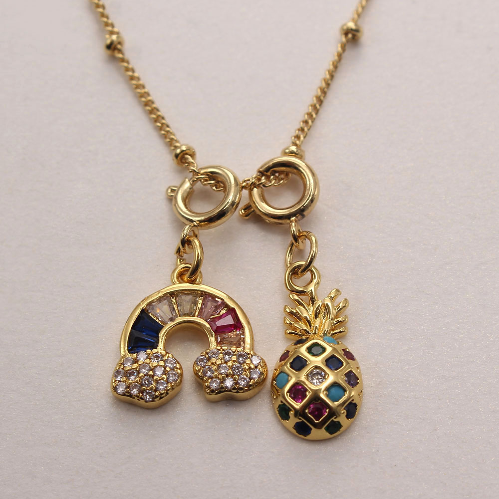 Ig Style Casual Rainbow Star Heart Shape Copper Gold Plated Zircon Pendant Necklace In Bulk display picture 5