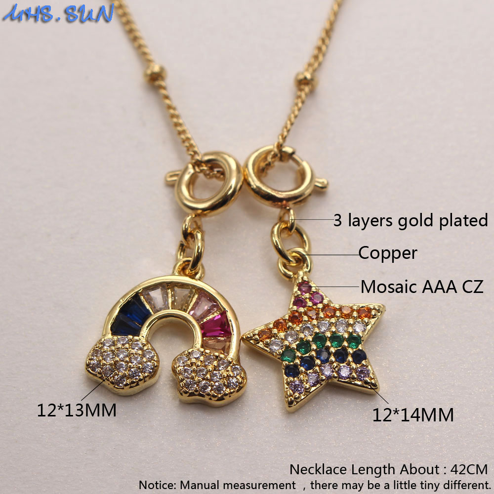 Ig Style Casual Rainbow Star Heart Shape Copper Gold Plated Zircon Pendant Necklace In Bulk display picture 6