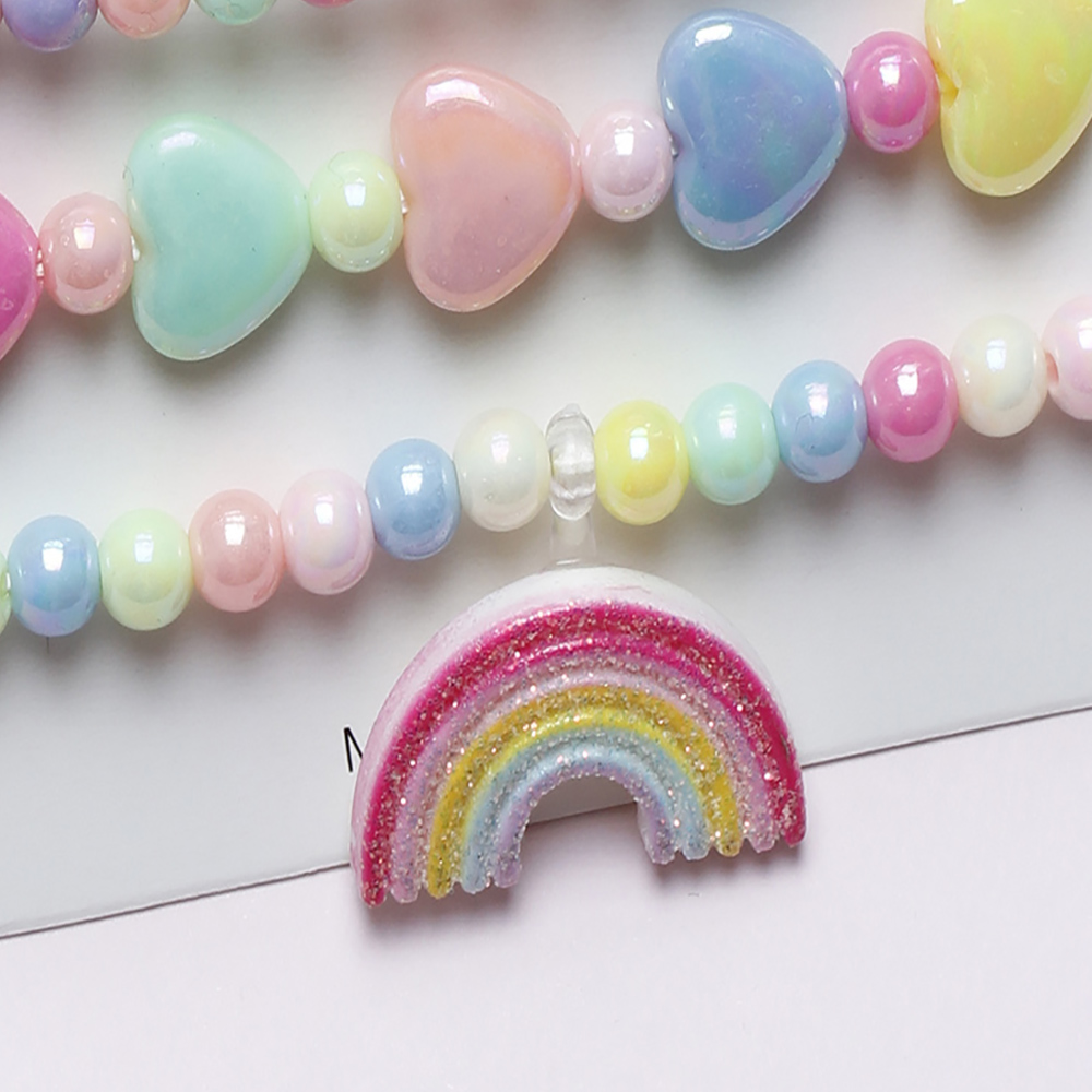 Princess Cute Rainbow Arylic Plastic Resin Scallop Chain Girl's Bracelets display picture 1