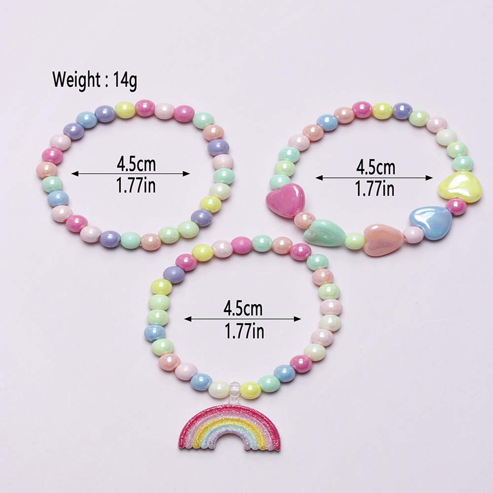 Princess Cute Rainbow Arylic Plastic Resin Scallop Chain Girl's Bracelets display picture 2