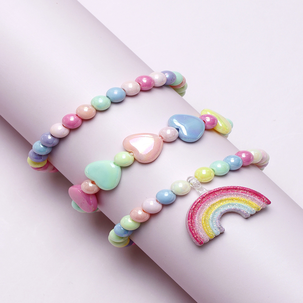 Princess Cute Rainbow Arylic Plastic Resin Scallop Chain Girl's Bracelets display picture 3