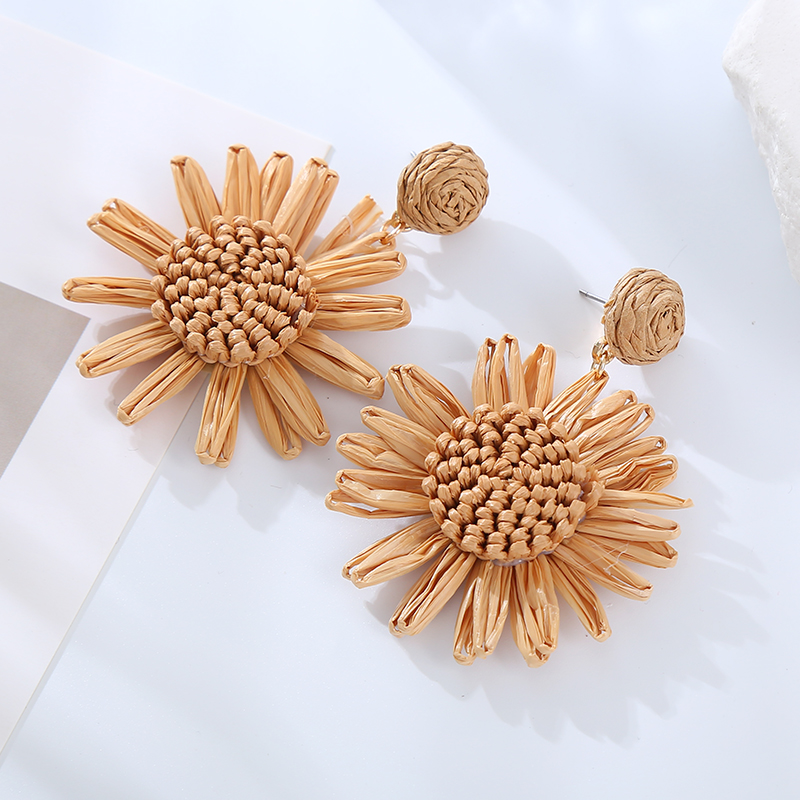 1 Pair Vacation Sweet Flower Plating Fabric Gold Plated Drop Earrings display picture 5