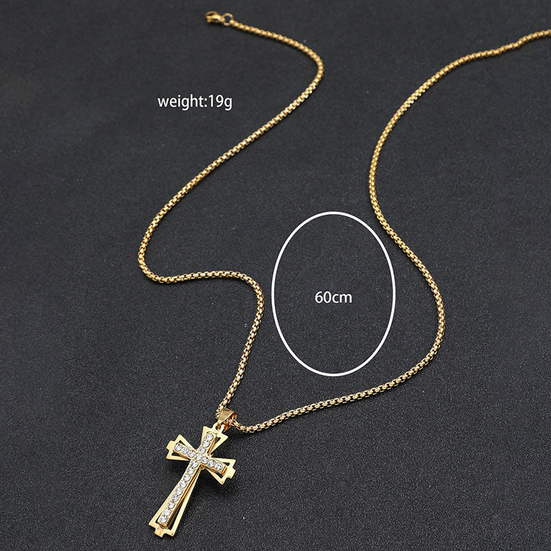 Hip-hop Punk Cross Stainless Steel Plating Inlay Rhinestones Gold Plated Silver Plated Unisex Pendant Necklace display picture 5