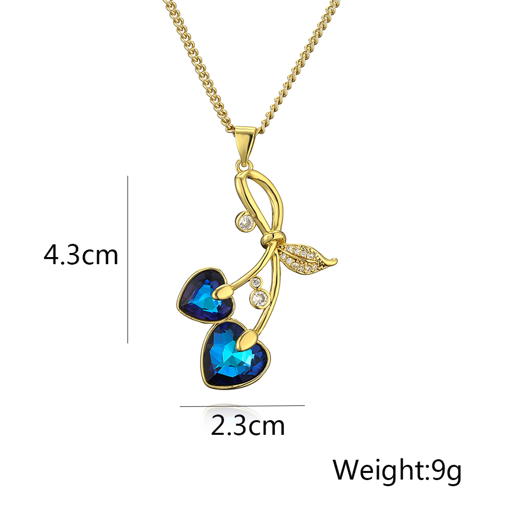 Simple Style Cherry Copper Plating Inlay Zircon 18k Gold Plated Pendant Necklace display picture 1