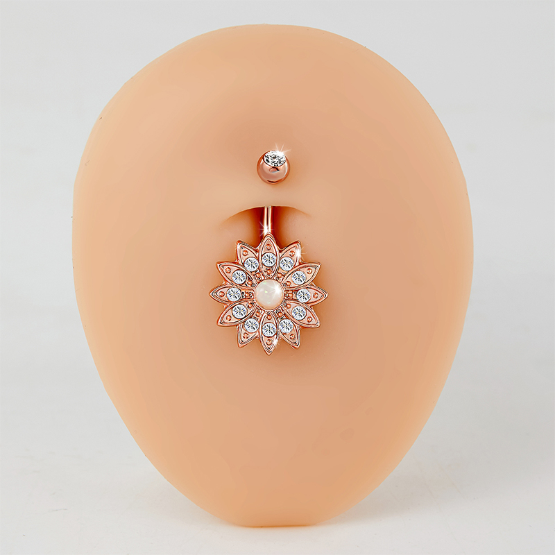 Y2k Beach Flower Copper Plating Inlay Zircon 14k Gold Plated Belly Ring display picture 4