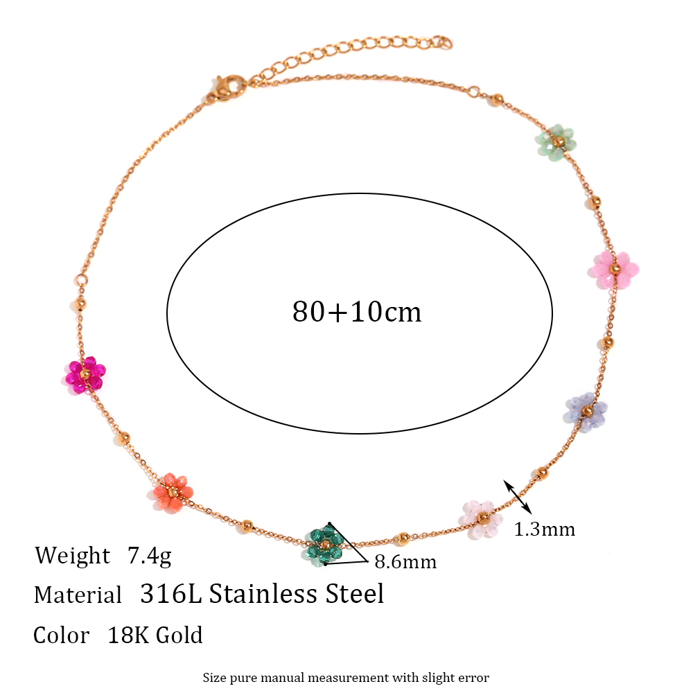 Wholesale Sweet Simple Style Classic Style Flower Stainless Steel Beaded Plating 18k Gold Plated Bracelets Necklace display picture 3