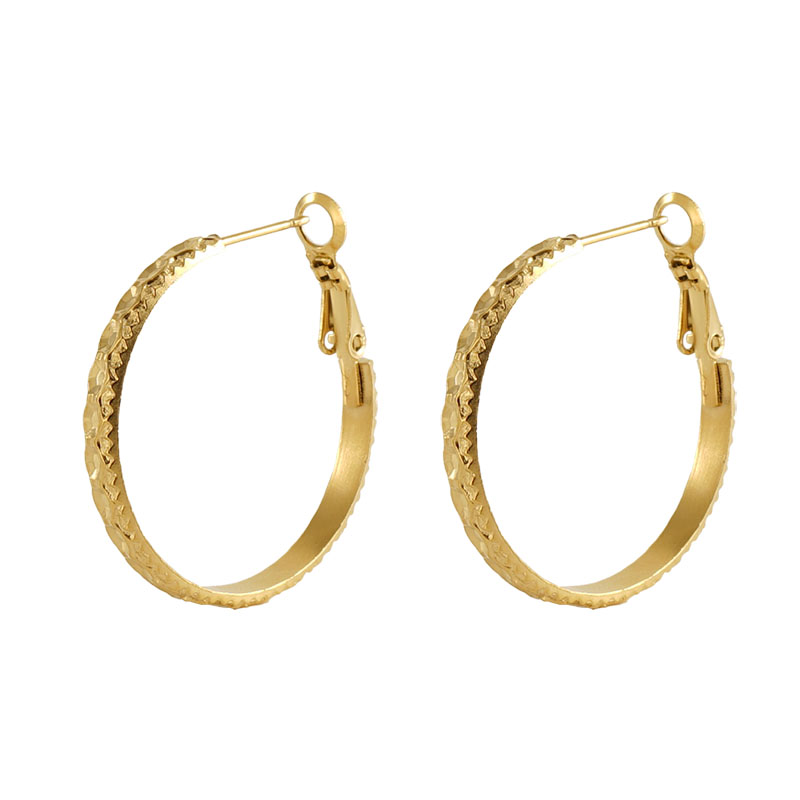 1 Pair Modern Style Simple Style Solid Color Plating Stainless Steel Titanium Steel 18K Gold Plated Hoop Earrings display picture 1