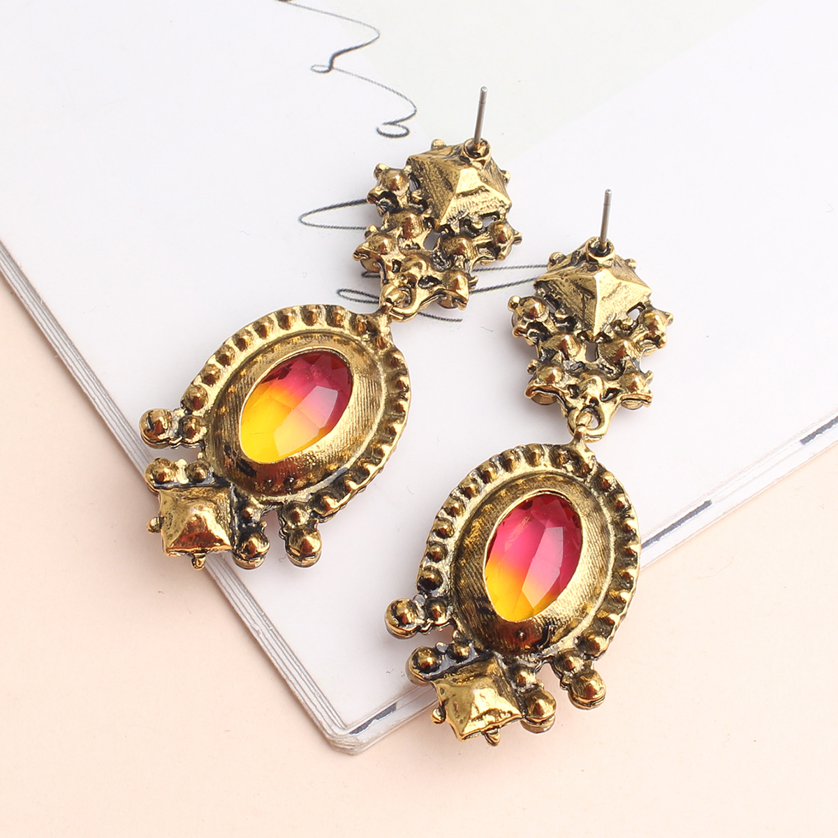1 Pair Glam Exaggerated Water Droplets Inlay Alloy Resin Rhinestone Acrylic Drop Earrings display picture 1
