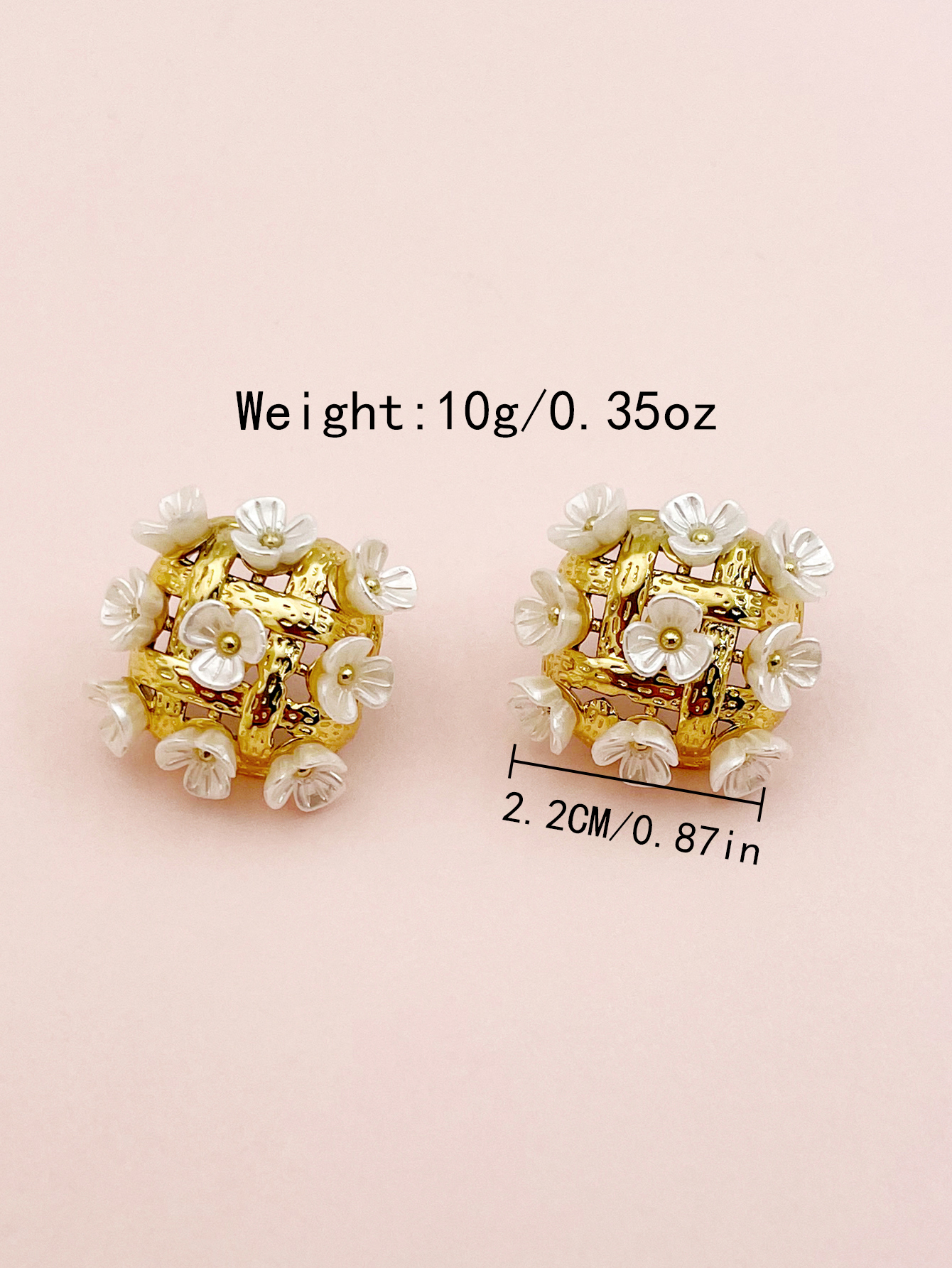1 Pair Sweet Artistic Flower Polishing Plating 304 Stainless Steel Pearl Shell 14K Gold Plated Ear Studs display picture 3