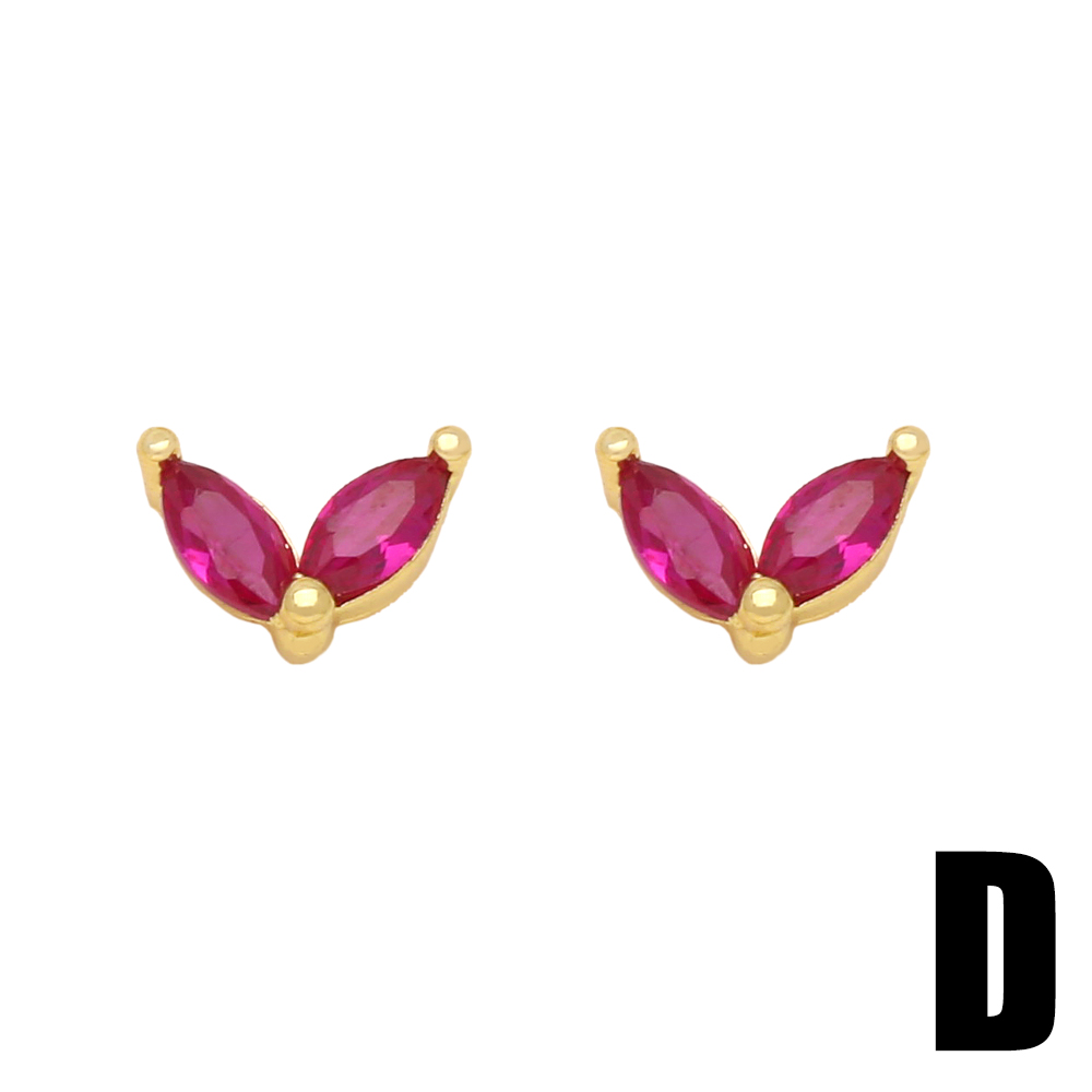 1 Pair Glam Heart Shape Bird Inlay Copper Color Zircon Ear Studs display picture 4