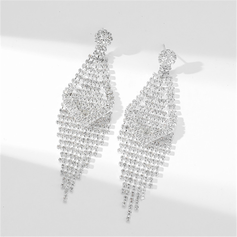 Glam Shiny Water Droplets Rhinestone Plating Silver Plated Women's Drop Earrings display picture 3