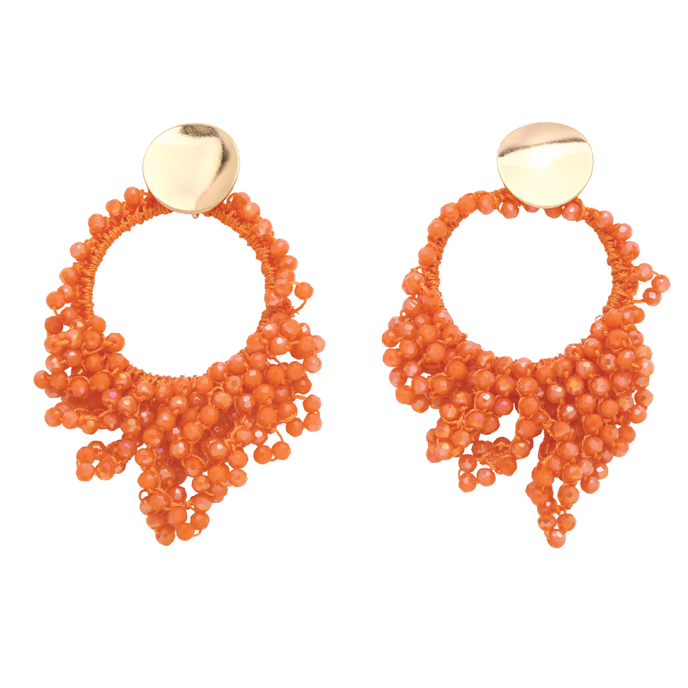 1 Pair Ethnic Style Bohemian Round Beaded Plating Braid Resin Copper 18k Gold Plated Drop Earrings display picture 7