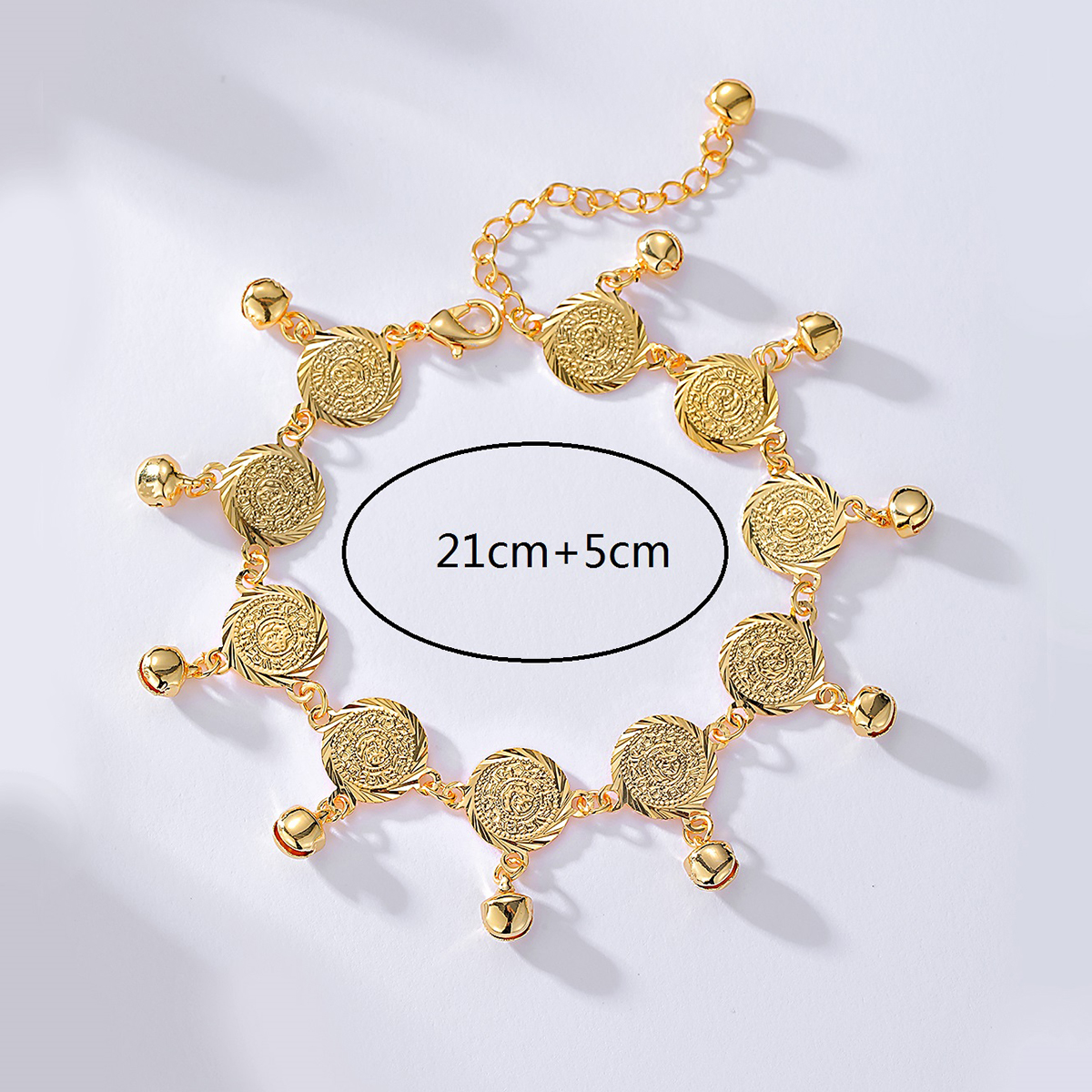 Wholesale Jewelry Vintage Style Portrait Round Copper 18k Gold Plated Anklet display picture 8