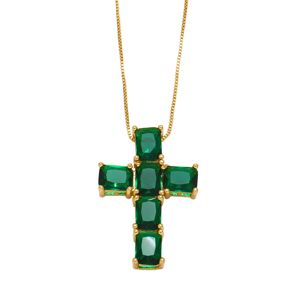 Retro Simple Style Cross Stainless Steel Copper Plating Inlay Zircon 18k Gold Plated Pendant Necklace display picture 4