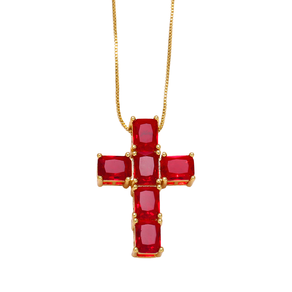 Retro Simple Style Cross Stainless Steel Copper Plating Inlay Zircon 18k Gold Plated Pendant Necklace display picture 5