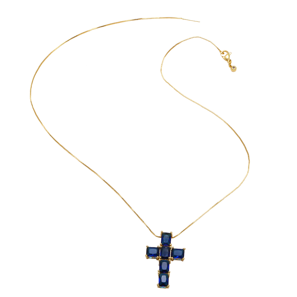 Retro Simple Style Cross Stainless Steel Copper Plating Inlay Zircon 18k Gold Plated Pendant Necklace display picture 8