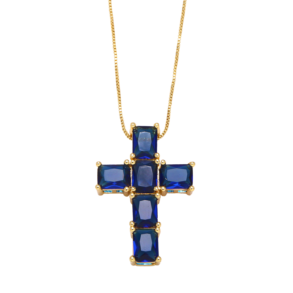 Retro Simple Style Cross Stainless Steel Copper Plating Inlay Zircon 18k Gold Plated Pendant Necklace display picture 6