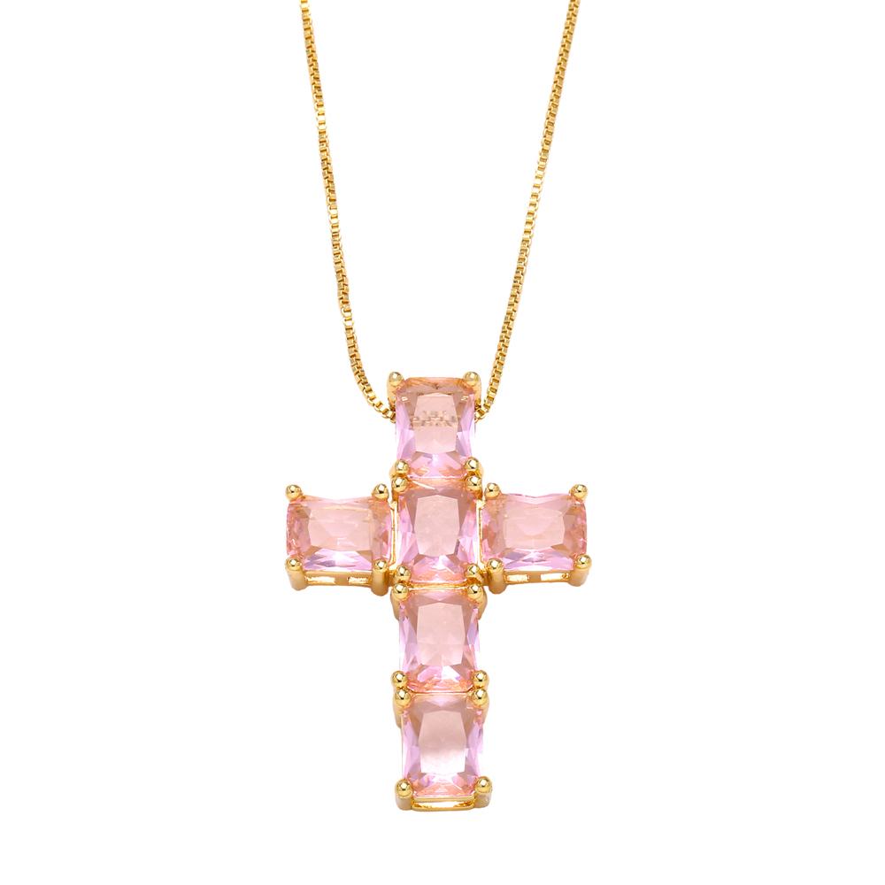 Retro Simple Style Cross Stainless Steel Copper Plating Inlay Zircon 18k Gold Plated Pendant Necklace display picture 7