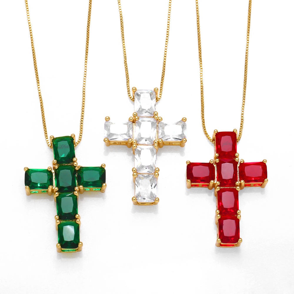 Retro Simple Style Cross Stainless Steel Copper Plating Inlay Zircon 18k Gold Plated Pendant Necklace display picture 2