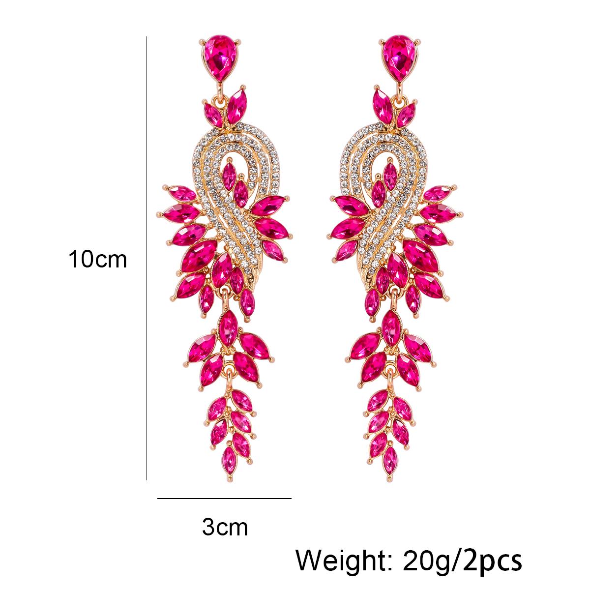 Glamour Feuille Les Gouttelettes D'eau Alliage Incruster Strass Pierre De Verre Femmes Boucles D'oreilles display picture 1