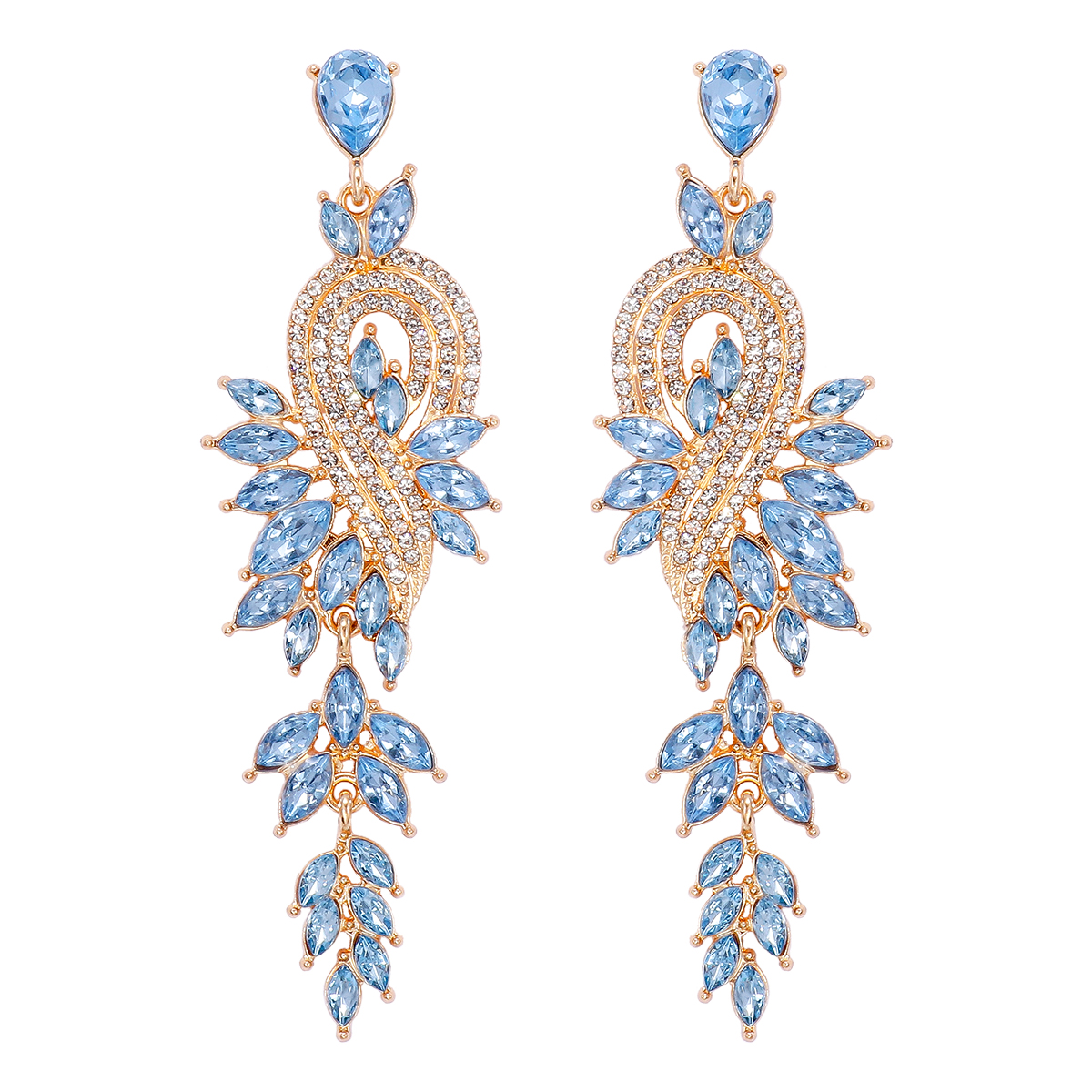 Glam Leaf Water Droplets Alloy Inlay Rhinestones Glass Stone Women's Drop Earrings display picture 5