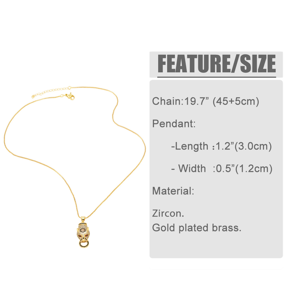 Hip-hop Leopard Head Stainless Steel Copper Inlay Zircon 18k Gold Plated Pendant Necklace display picture 1