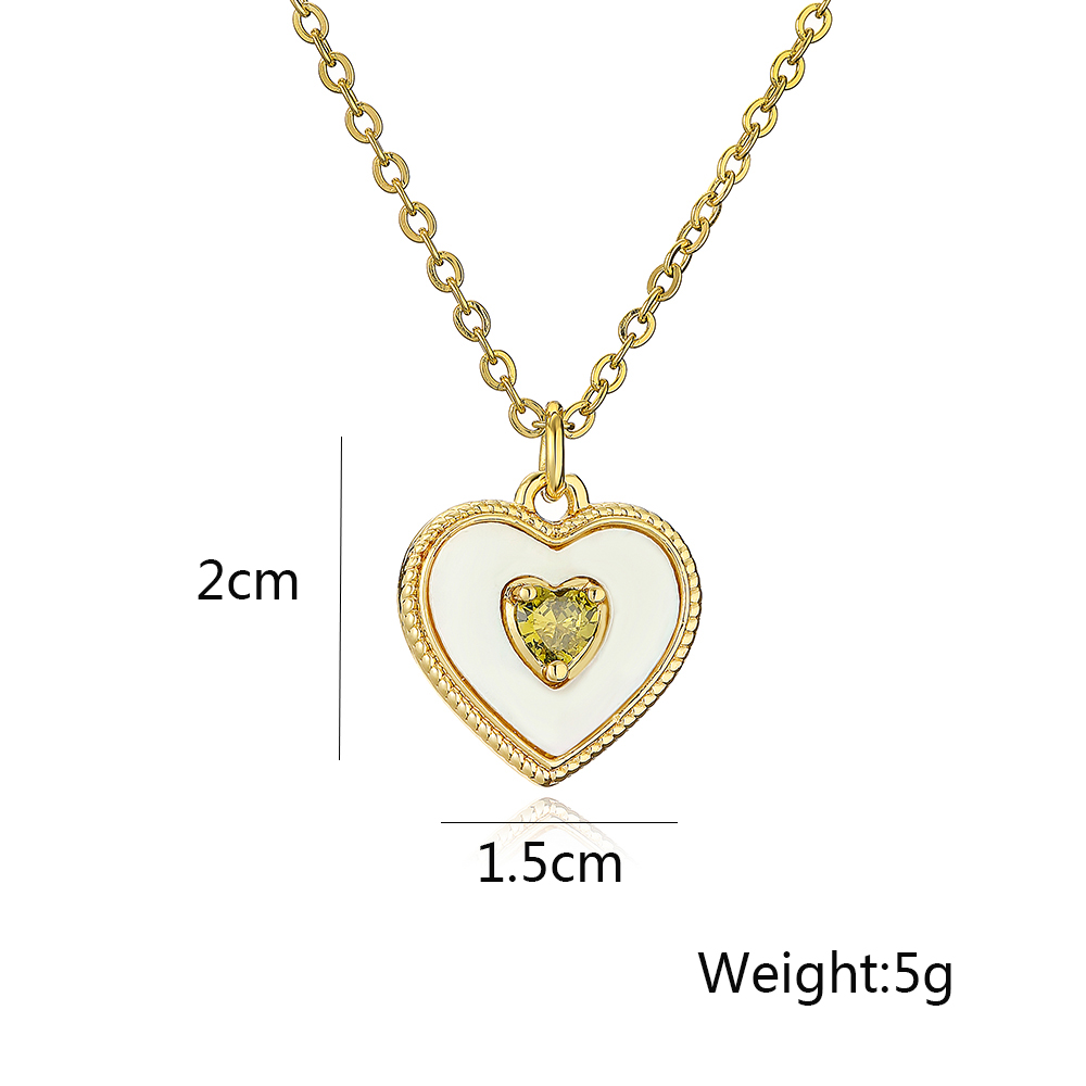 Simple Style Commute Heart Shape Copper Plating Inlay Shell Zircon 18k Gold Plated Pendant Necklace display picture 1