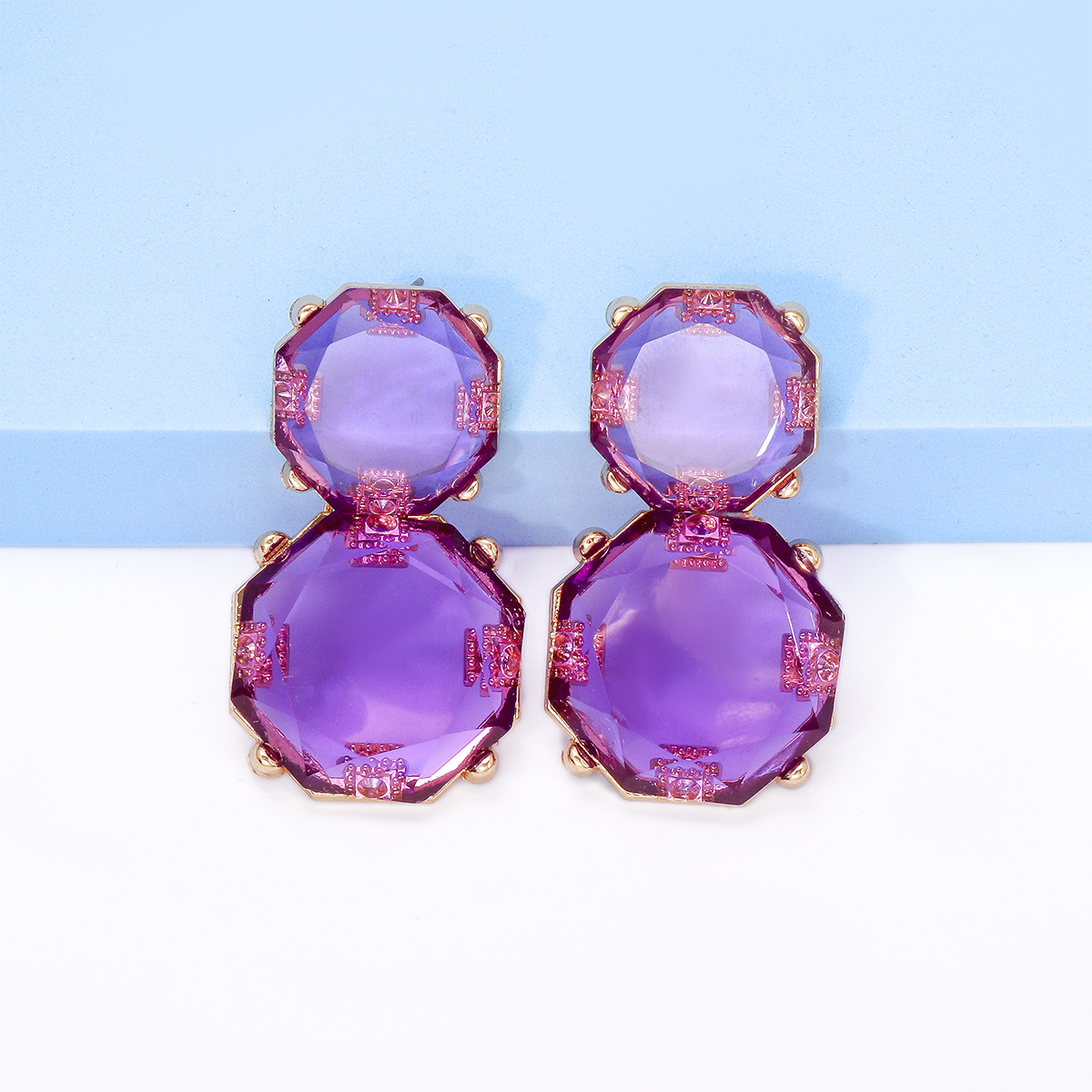1 Pair Ig Style Round Inlay Alloy Resin Drop Earrings display picture 13