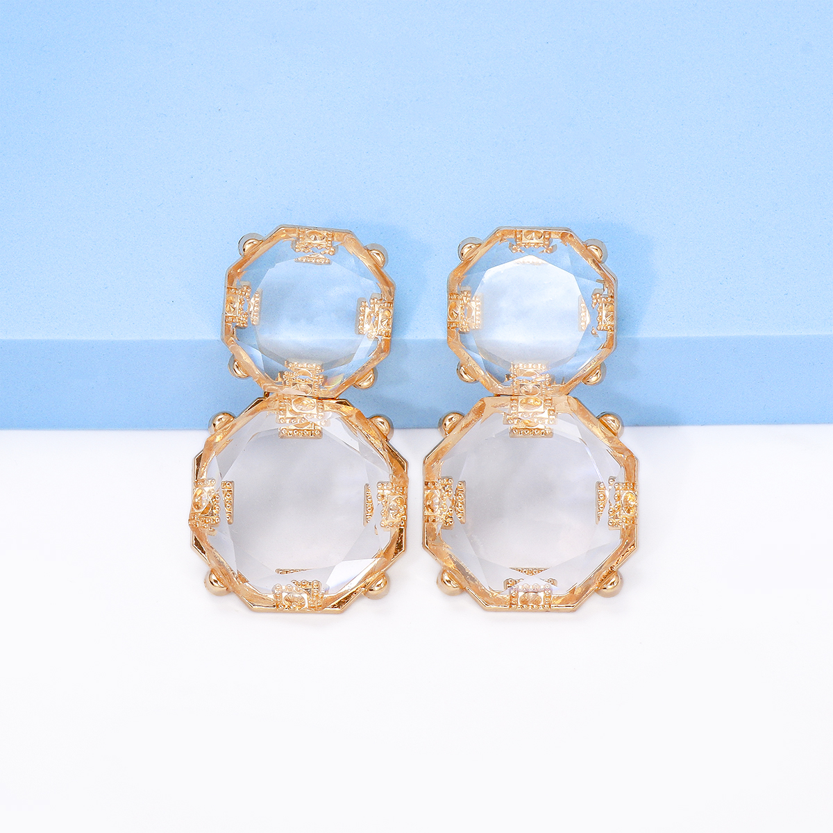 1 Pair Ig Style Round Inlay Alloy Resin Drop Earrings display picture 25
