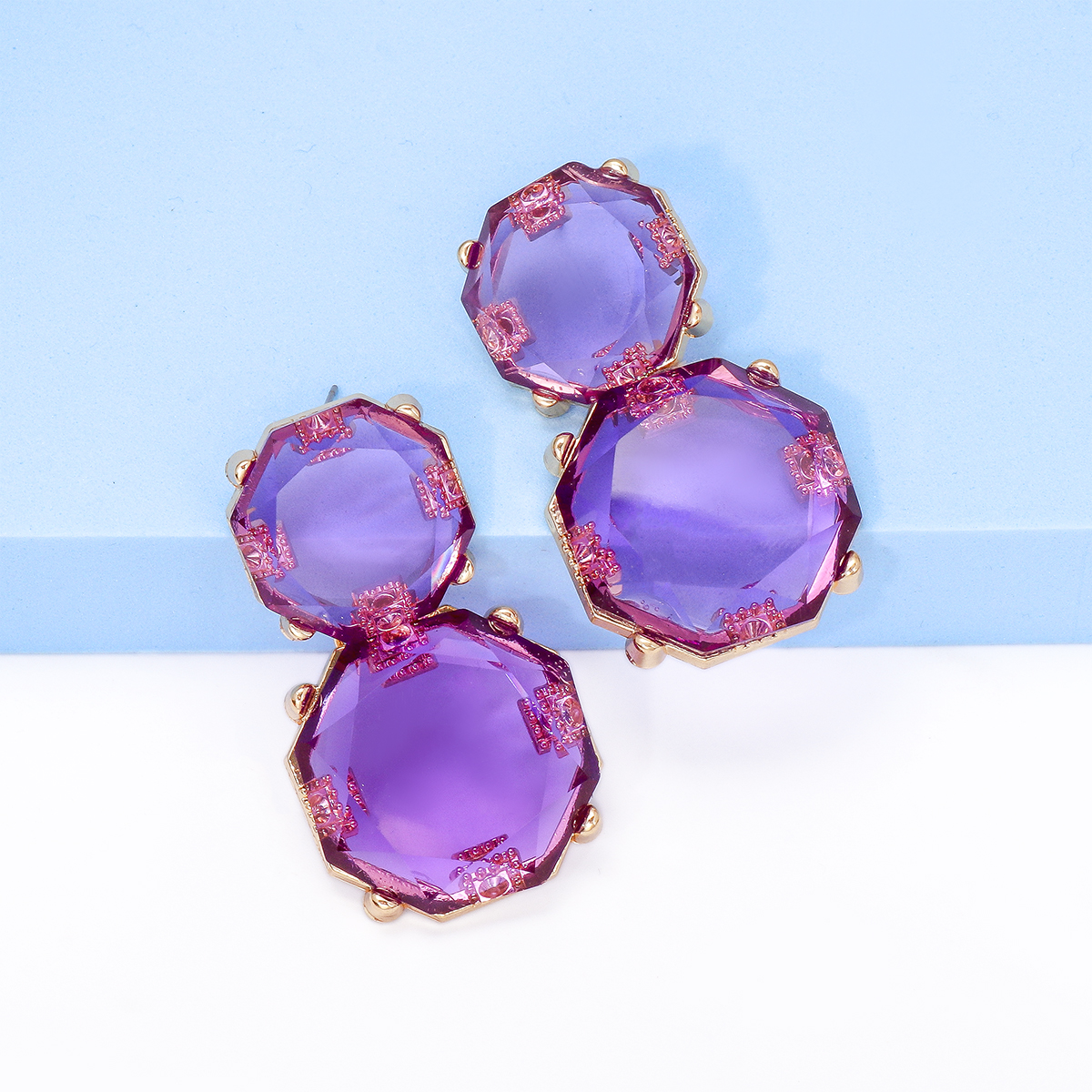 1 Pair Ig Style Round Inlay Alloy Resin Drop Earrings display picture 22
