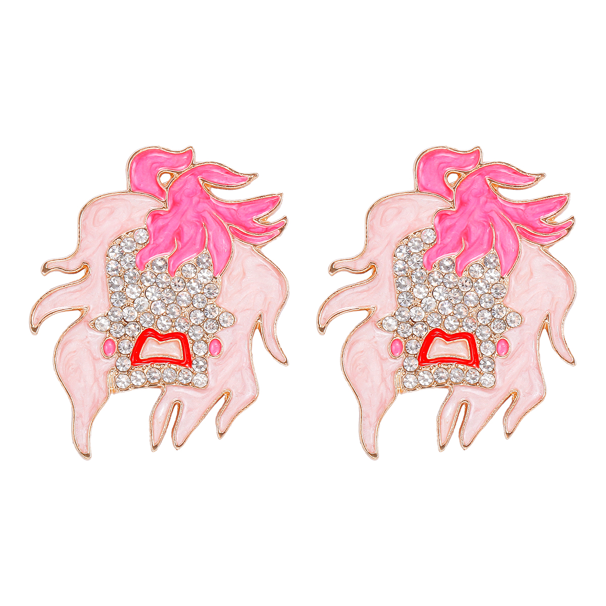 1 Paire Drôle Personnage De Dessin Animé Incruster Alliage Strass Boucles D'oreilles display picture 4