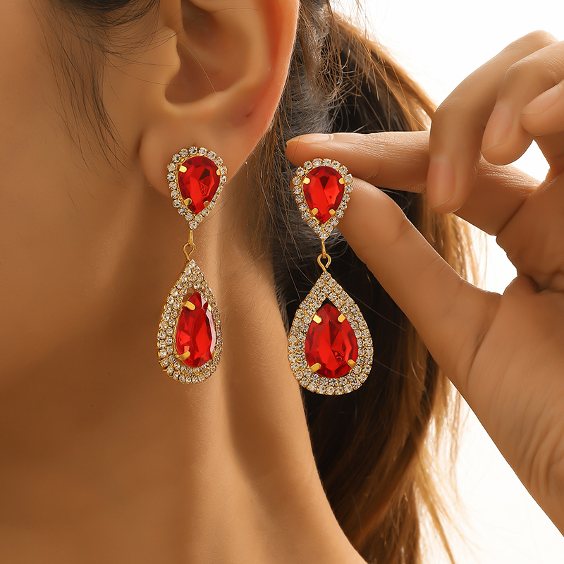 Simple Style Water Droplets Alloy Inlay Zircon Women's Drop Earrings display picture 2